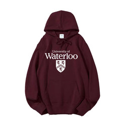 Canadian Slider University Hooded Sweatshirt Waterloo (Uw) Hoodie Autumn and Winter Fleece-Lined Printing DIY