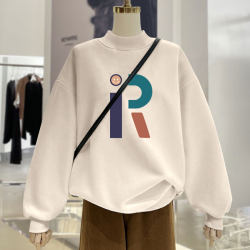 Women's loose letter half turtleneck stitching
