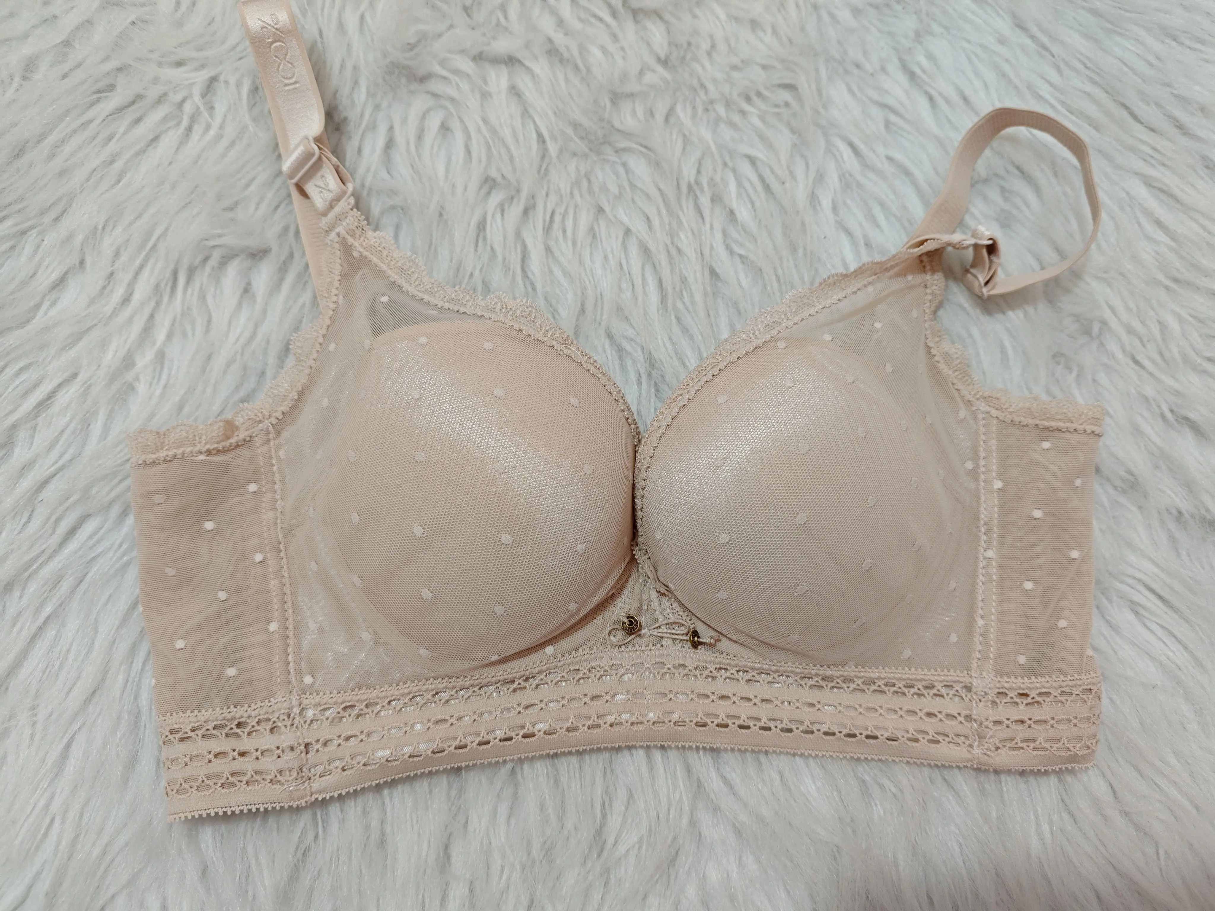 100%感觉内衣女无钢圈b杯云感棉舒适聚拢蕾丝文胸百分百感觉1496