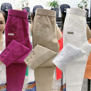 2023 Xiaqiu thin cotton and linen casual pants women's loose and thin Haron pants straight carrot pants wild nine -point pants tide
