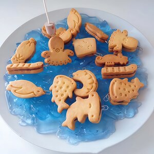 
INS sea animal cookie mold octopus seahorse home baking cookie press impression tool