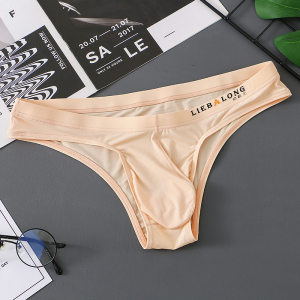 Half -packed hip men's big bag ice silk small triangle sexy underwear thin bikini youth breathable pants