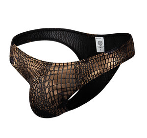 
Men's half-butt imitation leather shiny snake pattern men's tight sexy triangle U-convex underwear low-waist bikini trousers