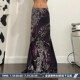 MSYOUCAN American style weird totem dark pattern printed skirt low waist drooping old old-fashioned A-line long skirt