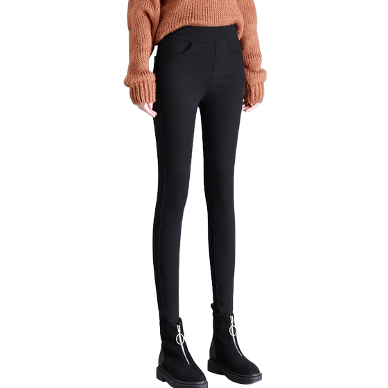 Black leggings Female wearing spring and autumn high waist, thin tight elasticity, winter plus velvet pencil magic pants
