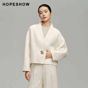
[Daily Price] Red Sleeve New Winter Women's Drop Shoulder V-Neck Short Double-sided Woolen Coat