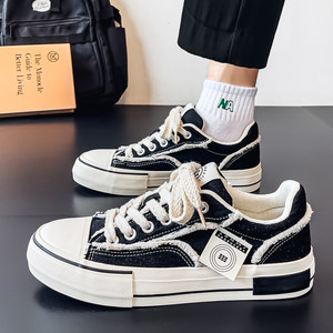 
Canvas men's shoes 2026 new spring youth cloth shoes summer versatile trendy casual sports black flat shoes