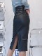Brown PU leather skirt skirt 2024 autumn and winter new large size high-waisted hip slit one-step midi skirt