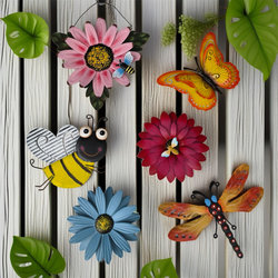 Iron Dragonfly Wall Decoration Courtyard Wall Ornaments Background Wall Pastoral Style Creative Insect Wall Hanging Garden Arrangement