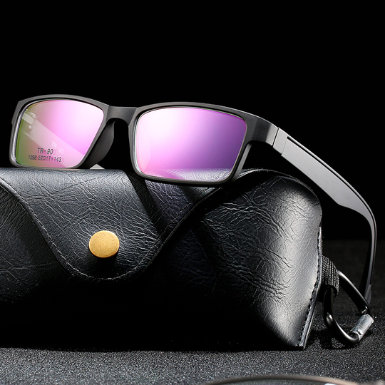 ブラック＆ホワイト長方形メガネ - TR90フレーム - 男女兼用