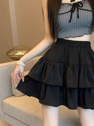 Ruffled Chiffon Skirt for Women, Spring 2025 New High-Waisted A-Line Short Skirt, Petite Puffy Cake Skirt