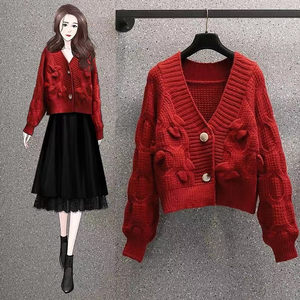 Sweet Wind Bow Short Sweaters Courtessenger Jacket 2021 Autumn and Winter New Loose Wearing Knit Jacket
