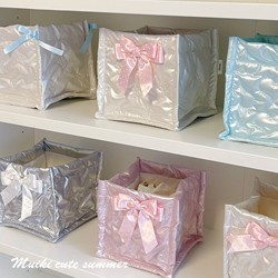 Muiki |   Original Cute Bow Storage Basket Ins Storage Box Desktop Essentials Cute Ornament Storage Basket
