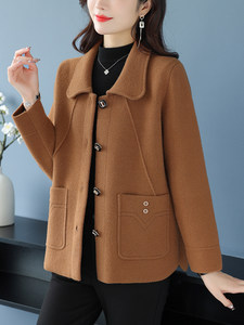 
Middle-aged mother double-sided woolen short jacket 2025 spring and autumn small women middle-aged and elderly high-end cashmere coat
