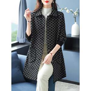 
Fat Mom Autumn and Winter Women's Mid-Length Double-sided Cashmere Coat Middle-aged and Elderly Plus Size Plus Size Loose Woolen Coat