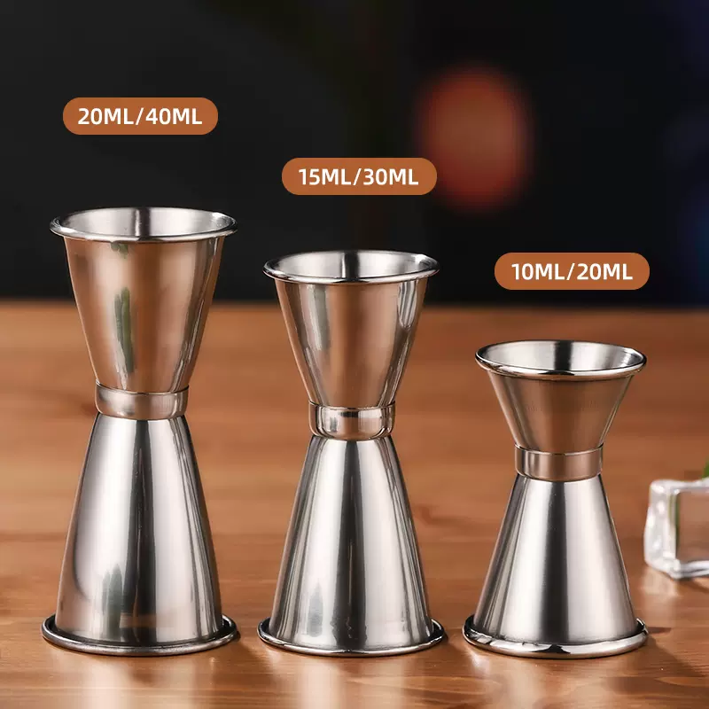 捲邊不鏽鋼量酒器安士杯酒具吧檯調酒量杯盎司杯酒吧雙頭帶刻度