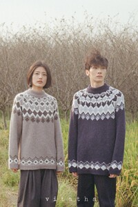 
Vitatha Fantata Song Listening to the Wind, Iceland Fair Island couple pullover sweater literary neutral loose