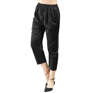 
Silk pants 2026 spring and summer new style mulberry silk stretch satin women's harem pants casual pants elastic waist nine-point pants