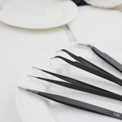 High-Precision Tweezers with Curved Tip, Fine Tip, Stainless Steel, Anti-Static, for Picking Bird's Nest Hair, Acne Removal, Repair Tool Set