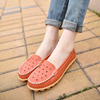 Spring and autumn leather flat small white shoes female mother shoes hollowed out women,s shoes doudou shoes female nurse shoes casual pregnant women,s single shoes