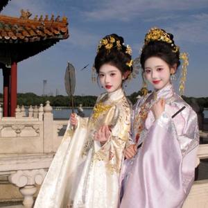 汉服套装女中国风明制立领重工春秋古装织金套装古风对襟衫马面裙