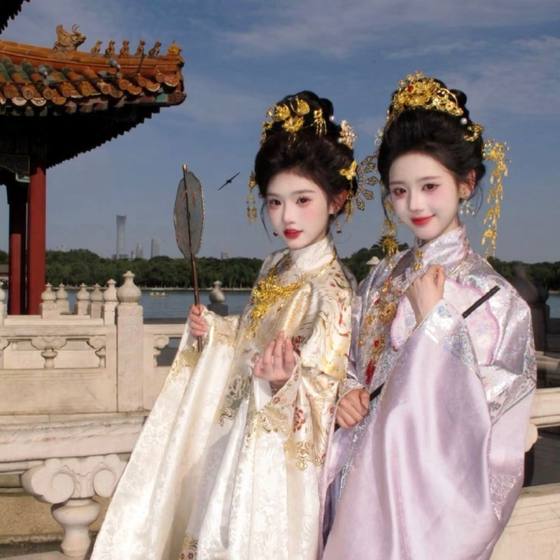 汉服套装女中国风明制立领重工春秋古装织金套装古风对襟衫马面裙