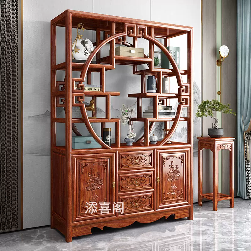 博古架實木新中式多寶閣古董展示架仿古客廳茶葉架隔斷