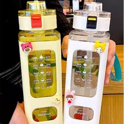 Square water cup, high-looking children's food-grade high-temperature-resistant plastic internet celebrity boys and girls portable sports kettle with straw