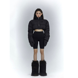 Pempl Jacket Women's Winter New Basic Short High Collar Down Jacket Long Sleeve Straight Black Warm Down Jacket