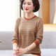 Mom's autumn clothes fashionable sweater long-sleeved top middle-aged women's spring and autumn base shirt middle-aged and elderly thin knitted T-shirt