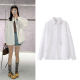 Long-sleeved lapel white shirt 2025 spring new style emotional cartoon children's fun graffiti loose silhouette versatile top for women