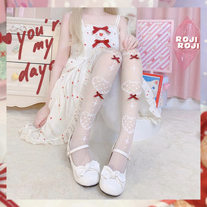 roji original sweet heartbeat Lolita over knee socks for women in autumn Lolita calf mid-tube socks ultra-thin glass silk