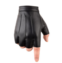 Men's Sports Student 1S Leather Gloves, Trendy Men's Muscle Man 0m Fingerless Gloves, Internet Celebrity Straight Man Half-Finger Gloves