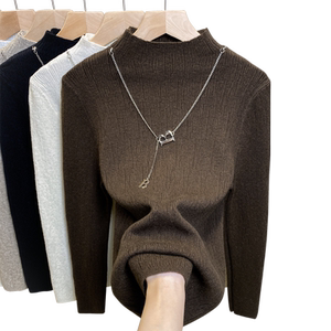 
Half turtleneck sweater women's bottoming shirt 2025 new autumn and winter pullover outer sweater slim fit thick top trendy