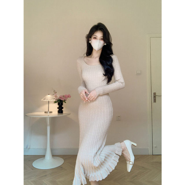 Amy's store foreign trade quality knitted fishtail dress women's autumn ...