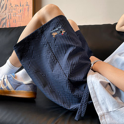 Textured Men's Shorts, Summer Thin Breathable Ice Silk Five-Point Pants, Loose Sports Mid-Length Pants, Beach Shorts