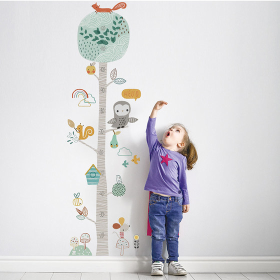 
INS Nordic color forest animal tree height wall stickers children's room kindergarten creative decorative wall stickers