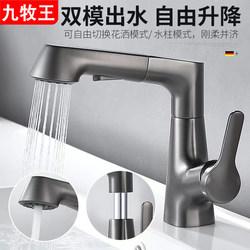 Pull-Out Faucet for Washbasin, Household Hot and Cold Faucet, Bathroom Sink, Washbasin, Countertop Basin, Bathroom Adjustable Height