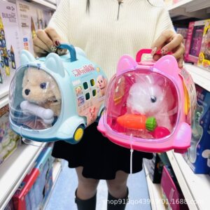
Manggao Chao Play House Electric Walking Sound Plush Dog Rabbit Cat Parent-Child Interactive Pet Cage Toy Gift