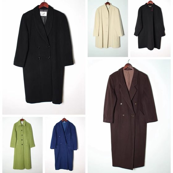 Vintage Japanese vintage woolen women's jacket mid-length lone wool coat coat 48-49