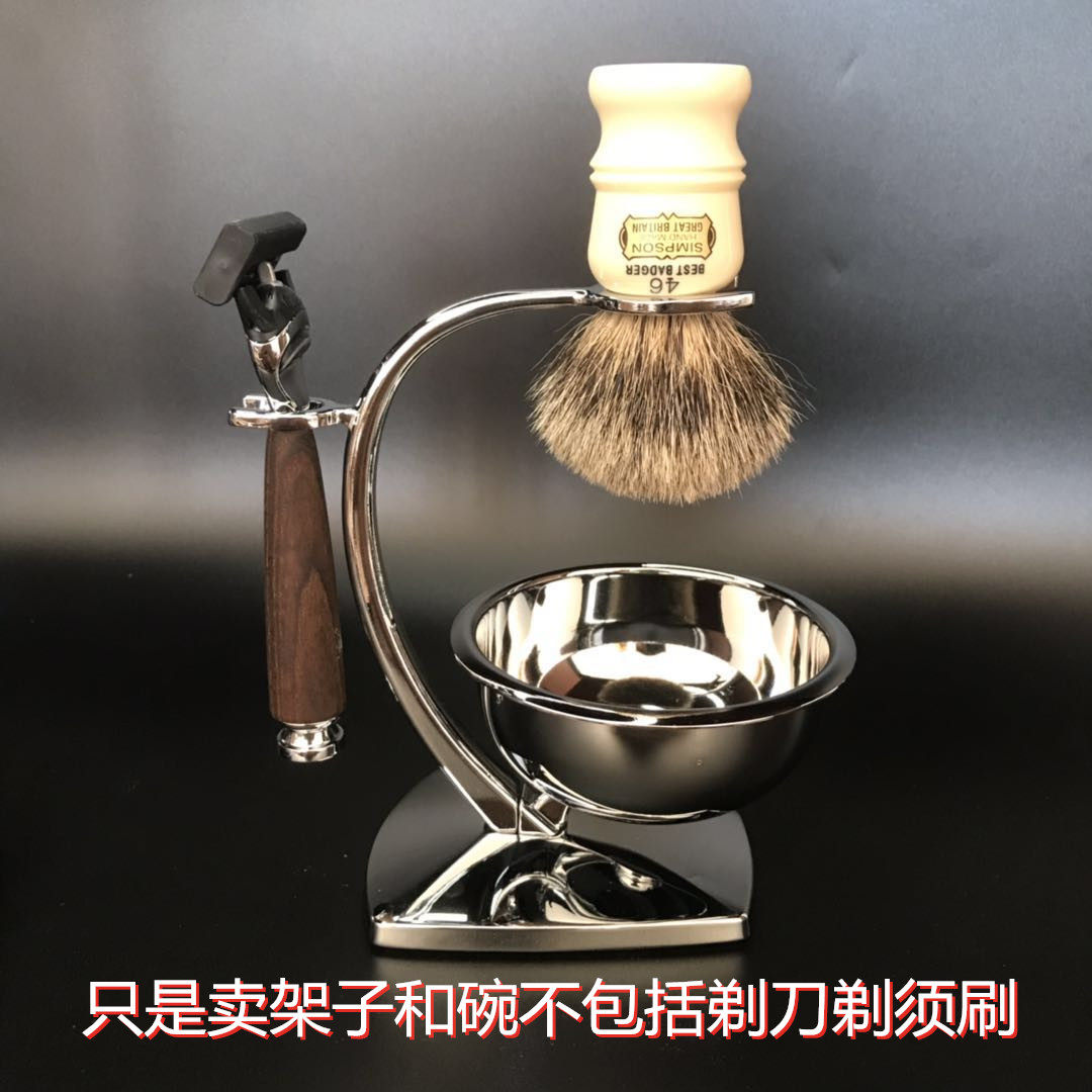 DOPEBARBER 남성용 수동 면도기 면도 브러쉬 랙 세트 아연 합금 랙 그릇 2피스 세트-