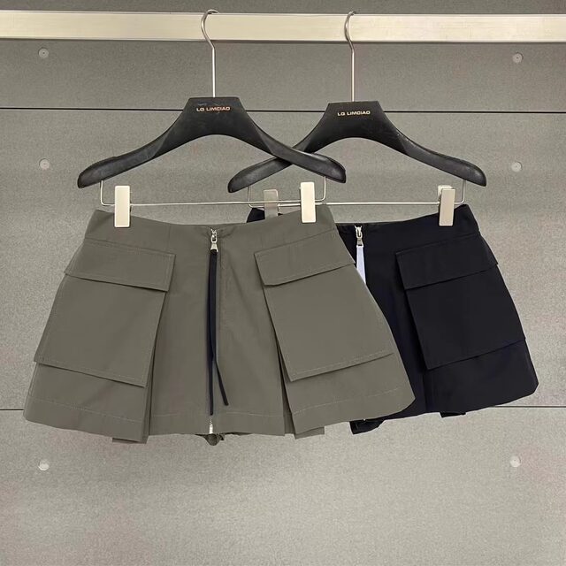 2025 summer new workwear short skirt for women Korean style niche design three-dimensional pocket versatile high-waisted A-line skirt