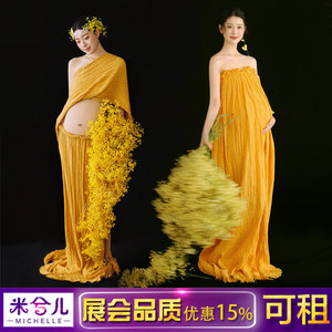 
26 New Photo Studio Pregnant Women Photo Clothes French Oil Painting Style Pregnancy Photos Big Belly Cotton and Linen Photo Clothes for Rent 3794