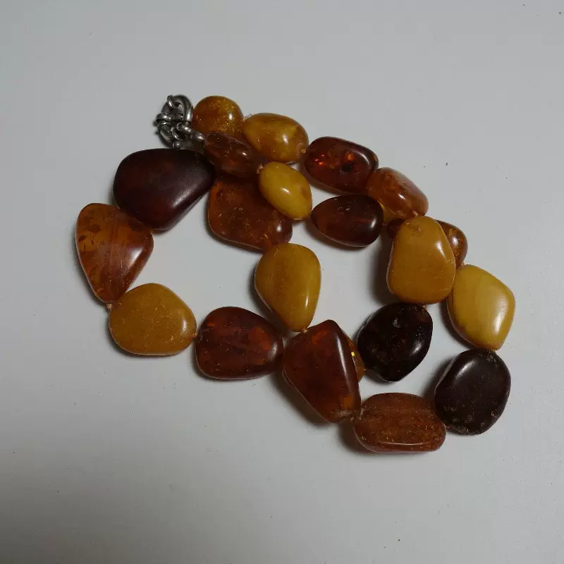 老蜜蜡项链79克RFL7棕红色鸡油黄无优化男女款毛衣链原石原矿石