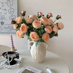 Rose artificial flower artificial flower decoration living room table decoration flower arrangement dried flower bionic bouquet plastic floral decoration