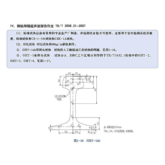 Trial of non-destructive testing of GHT series rail weld test blocks ...