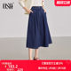 OSA Summer denim skirt for women mid-length commuting umbrella skirt 2025 new product over-knee cover skirt
