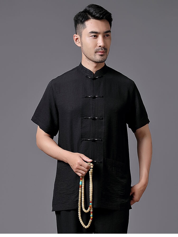 Completo Tang da Uomo in Lino Cotone Manica Corta Estivo Stile