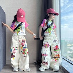 Summer Girls' Clothing Is Super Stylish, Korean-Style Cool and Trendy Outfits for Kids, Fashionable Street-Style Baby Short-Sleeve Tops and Pants Set