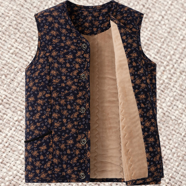 Middle-aged and elderly women's camel velvet vests, plus fat, plus size, inner wear, cotton vests, grandma's plus velvet elastic pony clips